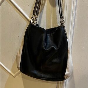 Coach Two-Tone Black and Cream Hobo Bag